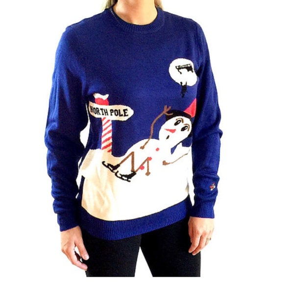 Ice Skating Snowman Ugly Christmas Sweater - Picture 1 of 1